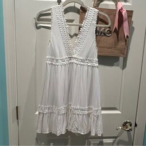Dina Be Elegant White Lace Trim Dress Size S